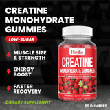 Creatine Monohydrate Gummies for Men & Women - 3g Creatine Monohydrate Tablet Chews - Easy Digesting, Fast Absorbing Chews - Build Muscle, Improve Recovery, Strength, and Endurance, 90Count, Low Sugar