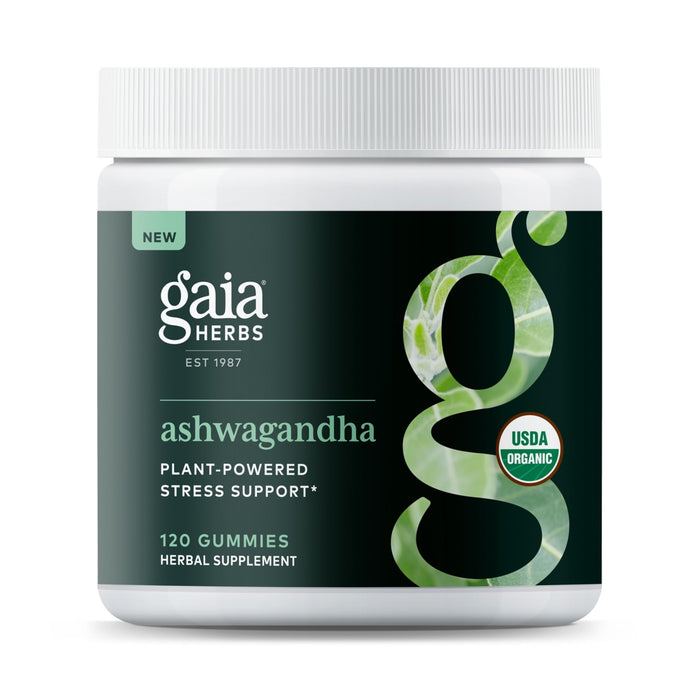 Gaia Herbs Organic Ashwagandha Gummies, Stress Support, Cinnamon, Ginger, Gluten Free, Vegan, 120 Count