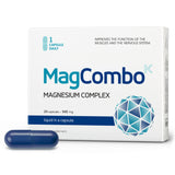 MagCombo - Concentrated Pure Magnesium, Special Oil Formula with Maximum Absorption for Leg Cramps, Tensed Muscles, Sleep, enriched with Vitamins В2, В6, В12 and С, only 1 Capsule Daily. (Pack of 1)