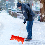 Leriton 2 Pcs Snow Pusher 24.8'' Snow Shovel with D-Grip Handle Snow Plow for Driveway Doorway Sidewalks, Orange