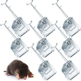 Qualirey 8 Pack Mole Trap Gopher Trap Ground Squirrel Trap Galvanized and Oil Hardened Steel Animal Trap Reusable Gopher Trap Vole Traps for Outdoor Lawn Garden Yard Farm (Silver)