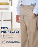 Pembrook Mens Elastic Waist Pants for Seniors - Adaptive Mens Pants for Elderly with Zipper and Button | Elastic Waist Pants for Men | Senior Elastic Waist Pants Tan