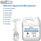 Mite Killer Spray by Premo Guard – 32 oz – Treatment for Dust Spider Bird Rat Mouse Carpet and Scabies Mites – Fast Acting 100% Effective – Child & Pet Safe – Best Natural Extended Protection