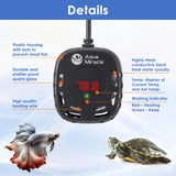 AquaMiracle Adjustable 50W Mini Aquarium Heater Submersible Fish Tank Heater Turtle Tank Heater Small Aquarium Heater, with LED Digital Display, for Tanks 5-10 Gallons