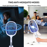 WBM SMART 2 in 1 Electric Bug Zapper, Mosquitoes Trap Lamp & Racket, USB Rechargeable Electric Fly Swatter for Home and Outdoor Powerful Grid 3-Layer Safety Mesh Safe to Touch