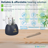 [Silver] EarCentric EasyCharge Rechargeable Hearing Aids (Pair) for Seniors, Behind-The-Ear BTE Ear Aid PSAP digital Personal sound amplification products devices with Noise Cancellation