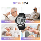 Hearkent Atomic Talking Watch Sets Itself for Visually impaired or Seniors LCD Big Number Easy-to-Read Talking Watch for Elderly (Silver)