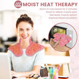 REVIX Microwave Heated Neck and Shoulder Wrap with Moist Heat, Neck Warmer Microwavable Heating Pad for Pain & Tension Relief, Rose Velvet Hot and Cold Compress, Pink Gifts
