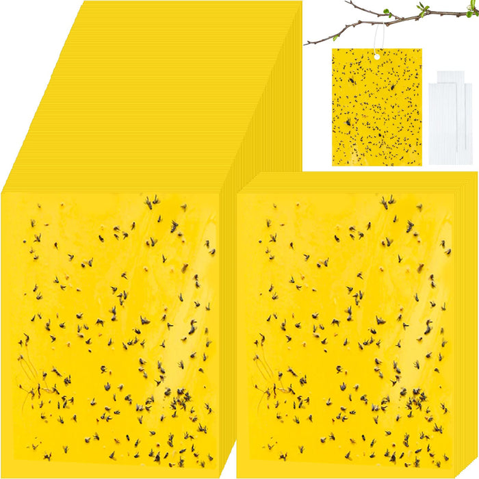 250 Pcs Double Sided Sticky Traps for Flying Plant Insect Like White Flies Aphids 6 x 8 Inch Sticky Gnat Traps Killer Fruit Fly Traps for Indoor Outdoor Including Twist Ties, Yellow