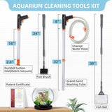 hygger Aquarium Gravel Cleaner Kit, Fish Net Aquarium Cleaning Brush, Patented Water Changer Gravel Vacuum Fish Tank Sand Cleaner Kit Aquarium Siphon Vacuum Cleaner with Water Hose Controller Clamp