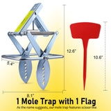 Mole Traps Scissor Solid Metal, Easy Step to Set, Heavy Duty Mole Killer for Lawns, Ground Mole Traps 2 Packs