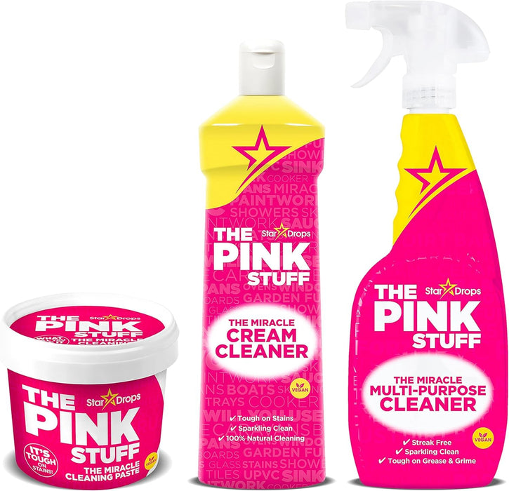 Stardrops - The Pink Stuff - The Miracle Cleaning Paste, Multi-Purpose Spray, And Cream Cleaner 3-Pack Bundle