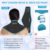 REVIX XL Neck Gel Ice Packs Cervical Ice Packs for Neck Pain Relief, Sports Injuries, Swelling & Inflammation, Hot Cold Gel Packs Reusable for Surgery Recovery, Black 2 Packs