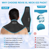 REVIX XL Neck Ice Wrap for Pain, Ice Pack for Neck and Soulders Injury, Acute & Chronic Pain, Hot Cold Gel Packs Reusable for Swelling, Bruises, Cervical Surgery Recovery, Black