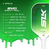 2023 SLK Evo Control XL Pickleball Paddle | G8 Power Carbon Fiber Pickleball Paddle Face with Spinflex Surface and Rev-Control Polymer Core | Designed in The USA | Green