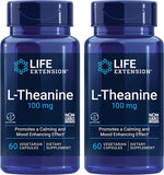 Life Extension L-Theanine, 100 mg, 60 Vegetarian Capsules (Pack of 2) - Amino Acid Derived from Tea - Gluten-Free, Non-GMO