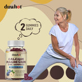 duwhot Calcium Magnesium Zinc Gummies with Vitamin D3 & K2, Chewable Calcium Magnesium Zinc Supplement for Women & Men, Bone & Nerve Health, Muscle Function, Blueberry Flavor, 60 Count