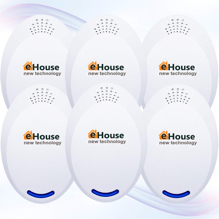 BH-4, Ultrasonic Pest Repeller - Electronic & Ultrasound, Indoor Plug-in Repellent - Get rid of - Rodents, Mice, Squirrels, Bats, Insects, Bed Bugs, Ants, Fleas, Spiders, Roaches (Purple, 6 Pack)