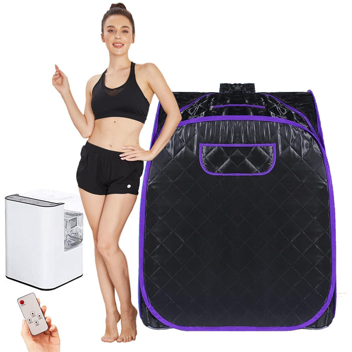 Portable Steam Sauna Spa with Remote Control, 9-Gear Temperature, 60 Minute Timer, Atomization Function, Personal Sauna Tent for Therapeutic Relaxation Detox at Home (31.5 x 31.5 x 40.6In, Purple)