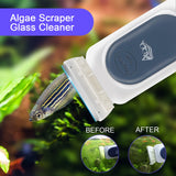 AQQA Aquarium Strong Magnetic Cleaner Brush, Fish Tank Glass Algae Magnet Cleaning Tool Floating Cleaner Scrubber Brush with 2 Detachable Scraper (Blue,M)