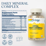 Solaray Mega Multi Mineral, Daily Mineral Complex with Calcium, Iron, Magnesium, Zinc, and More in Highly Absorbable Chelated Forms, Overall Health and Immune Support, 50 Servings, 200 Capsules