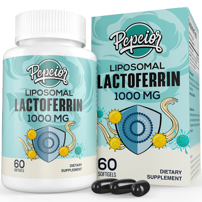 Pepeior Liposomal Lactoferrin 1000 mg Diet - Maximized Lactoferrin - A Component in Colostrum - for Iron Absorption & Immune Function Lactoferrin Supplements for Adults, 60 Softgels (1 Bottle)