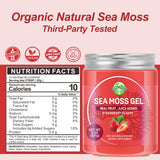 Sea Moss Gel, Organic Raw Wildcrafted Irish Seamoss Gel Immune and Digestive Support Vitamin Mineral Antioxidant Supplements, Strawberry 8oz