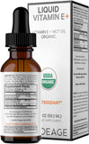 Codeage Liquid Vitamin E+ - USDA-Certified Organic, Organic MCT Oil, Organic Orange Oil Fruit, 2-Month Supply - Antioxidant, Skin & Immune Support - Non-GMO, Vegan, Gluten-Free - 2 fl oz