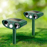 2 Pack Upgraded Ultrasonic Animal Repeller Solar Animal Repellent Cat Repellent Outdoor, Squirrel Repellent Deer Repellent Devices, Repel, Deer, Rabbit, Raccoon, Dog, Skunk Waterproof Motion Sensor