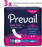 Prevail - Incontinence Bladder Control Pads for Women - Moderate Absorbency - Long Length - 144 Count (9 packs of 16)