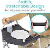Vive Walker Tray for Folding, Standard Walkers (with Basket) - Universal Medical Supplies Equipment Attachment Table with Cup Holder - Durable Disability Rolling Accessories - for Seniors, Women, Men