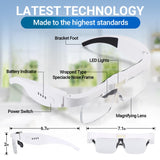 YOCTOSUN Headband Magnifier with 3 LED Lights, Storage Case, Head Strap and 5 Detachable Lenses 0.75X,1.25X,2.0X,3.0X 4.0X, Magnifying Headset for Close Work, Hobby & Crafts