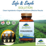 Pure Mountain Botanicals Fenugreek Capsules - Kosher Vegan Caps with 600mg Organic Fenugreek Seed Supplement