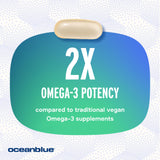 Oceanblue Professional Vegan Omega-3 1300-60 Count - Plant-Based Fish Oil Alternative, High-Potency Vegan DHA EPA Algae Oil Supplement - 30 Servings