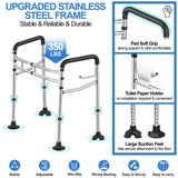 UGarden Upgraded Toilet Safety Rail, Stainless Steel Toilet Rail, 350LBS Toilet Rails for Seniors, Adjustable & Detachable Safety Frame for Toilet, Toilet Frame for Elderly Adults - Fits Most Toilets