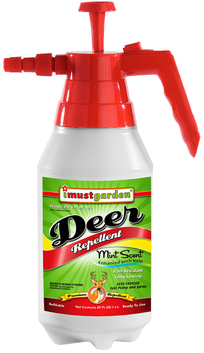 I Must Garden Deer Repellent: Easy Pump Spray Bottle - Mint Scent Deer Spray for Gardens & Plants – 45oz Ready to Use