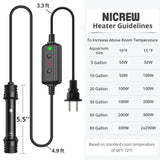 NICREW Aquarium Heater 50W, Temperature Adjustable Fish Tank Heater with Controller for 5-10 Gallon, Overheat Protection