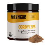 FreshCap Organic Cordyceps Mushroom Extract Powder Supplement - For Natural Energy, Exercise Performance & Endurance - Vegan, Pure Fruiting Body Extract - Add to Coffee/Tea/Smoothies - 2.1 Ounce (60g)