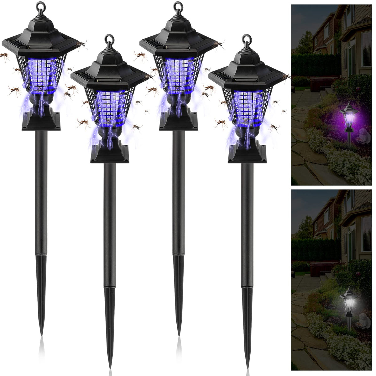 4 Pack Solar Bug Zapper Outdoor Waterproof Mosquito Zapper Outdoor Mos