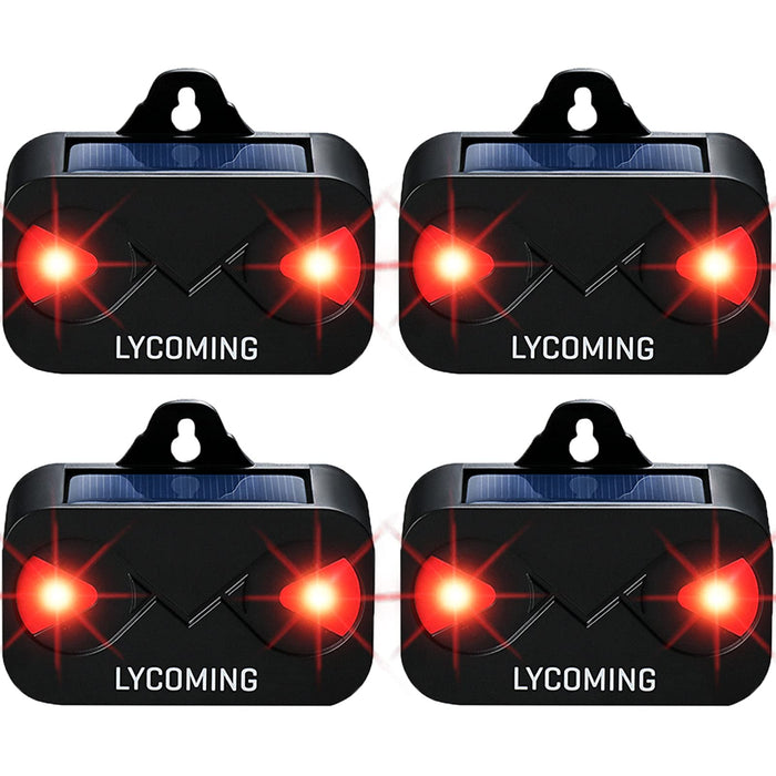 Lycoming Deer Repellent Raccoon Repellent for Nocturnal Animals Solar Predator Control Light Coyote Deterrent Devices with Red Strobe Lights Skunk Repellent for Garden - 4 Pack