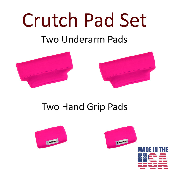 Crutcheze Premium USA Made Crutch Pad and Hand Grip Covers | Comfortable Underarm Padding Washable Breathable Moisture Wicking Orthopedic Products Accessories (Hot Pink)