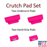 Crutcheze Premium USA Made Crutch Pad and Hand Grip Covers | Comfortable Underarm Padding Washable Breathable Moisture Wicking Orthopedic Products Accessories (Hot Pink)