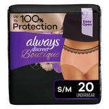 Always Discreet Boutique Adult Incontinence & Postpartum Underwear For Women, High-Rise, Size Small/Medium, Rosy, Maximum Absorbency, Disposable, 20 Count