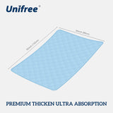 Unifree Premium Absorbent Bed Pads for Incontinence Underpads, Soft Thick, Washable, Non-Slip, Reusable Pee Pad for Adults or Children 34"x52" (2 Pack)