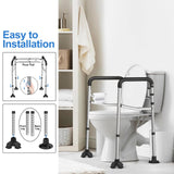 UGarden Upgraded Toilet Safety Rail, Stainless Steel Toilet Rail, 350LBS Toilet Rails for Seniors, Adjustable & Detachable Safety Frame for Toilet, Toilet Frame for Elderly Adults - Fits Most Toilets