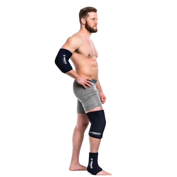 FreezeSleeve Ice & Heat Therapy Compression Sleeve- Reusable, Flexible Gel Hot/Cold Pack, 360 Coverage for Knee, Elbow, Ankle, Wrist- Black, XX-Large