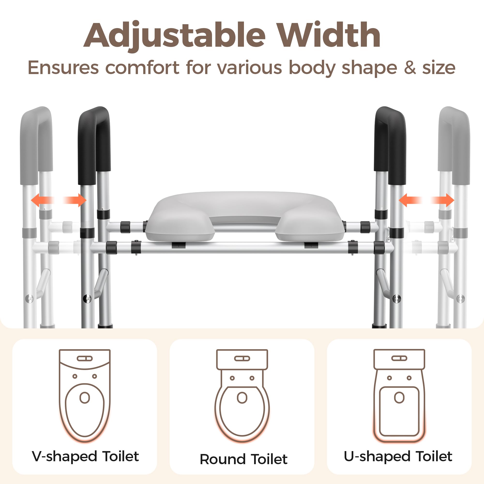 Toilet Seat Risers, Raised Toilet Seat Riser with Handles Elevated Ove ...