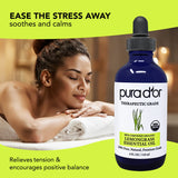 PURA D'OR Organic Lemongrass Essential Oil, 4oz, Therapeutic Grade, for Hair, Body, Skin, Aromatherapy, Relaxation, Massage, Vitality, Home, DIY Soap