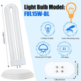 Zapper Light Bug Zapper Replacement Bulbs Insect Attracting Lamp FUL15W BL U Shaped Twin Tube Fluorescent UV Lamp 7.56 x 1.80 x 0.93 inch (White, 2)