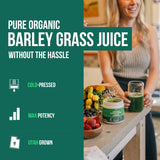 Organic Barley Grass Juice Powder - Grown in Volcanic Soil of Utah - Raw & BioActive Form, Cold-Pressed then CO2 Dried – Gluten Free, GMO free, Vegan - Complements Wheatgrass Juice Powder - 5.3 oz